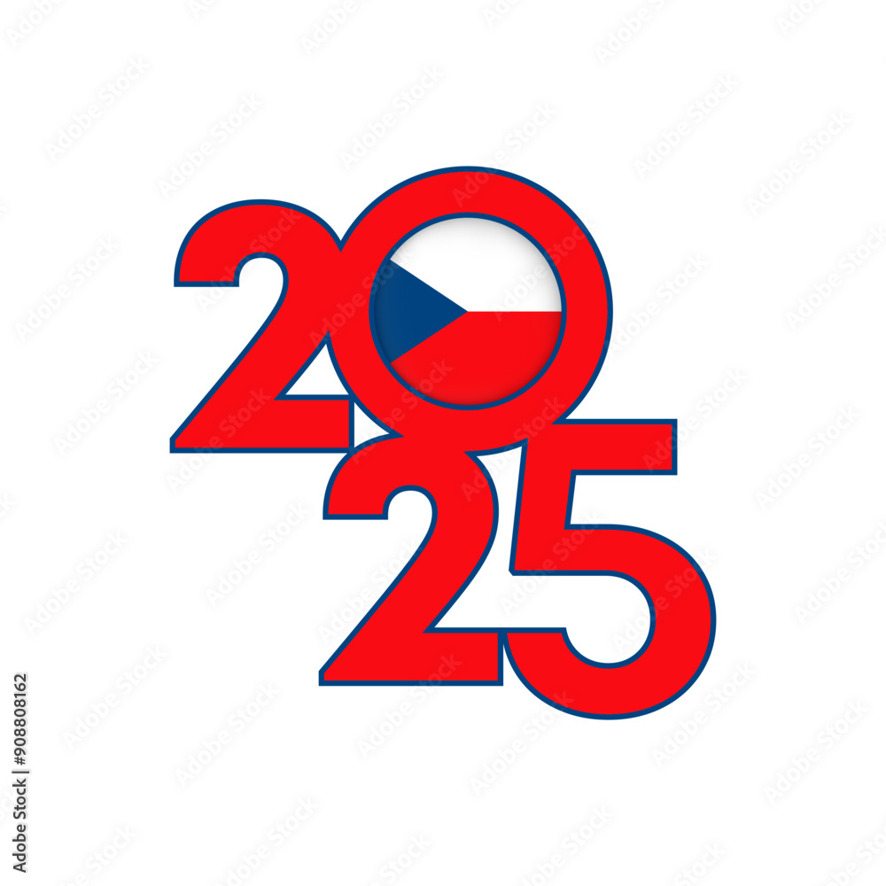 2025 banner with Czech flag inside. Vector illustration. 2025 banner with Czech flag inside. Vector illustration.