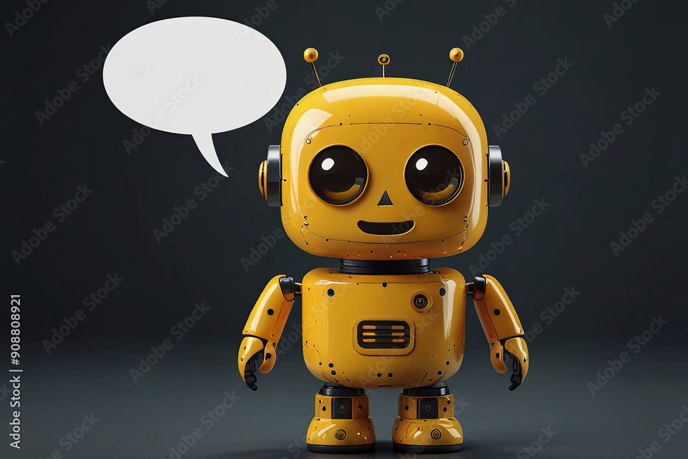 Friendly yellow chatbot with a speech bubble, designed for engaging conversations and customer support Friendly yellow chatbot with a speech bubble, designed for engaging conversations and customer support