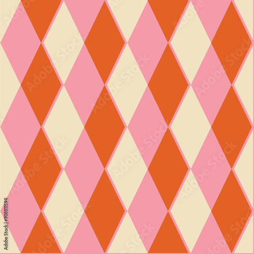 70s Retro Seamless Pattern in Orange, Brown, Pink and Beige. 60s and 70s Retro style and Aesthetic.