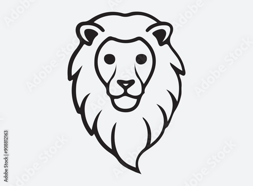 lion head outline line art design, graphic resource, vector design.