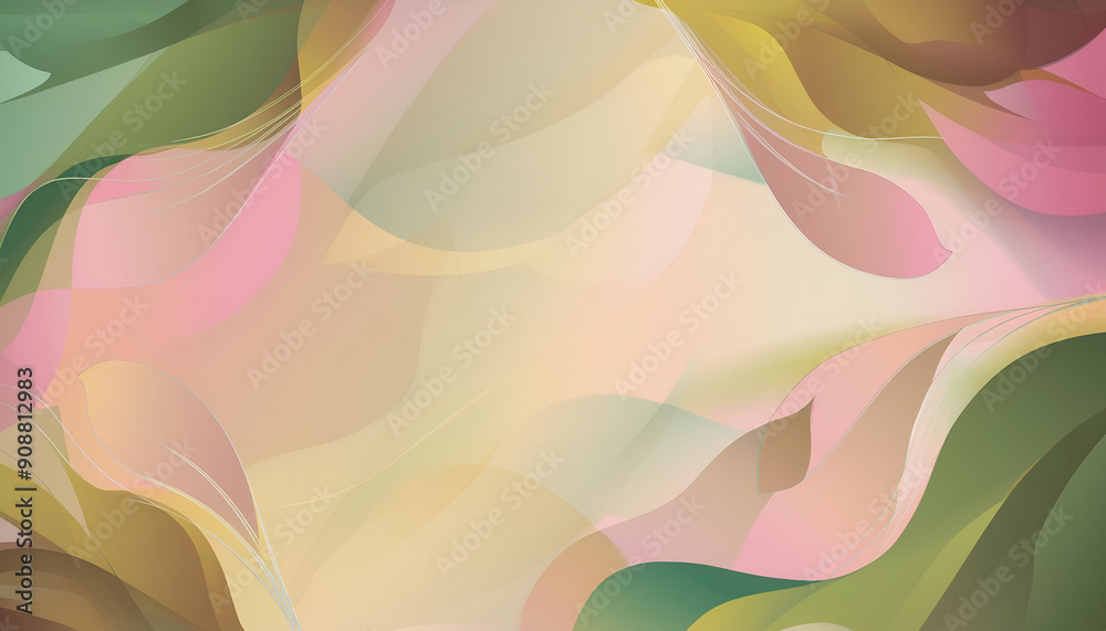 Soft Abstract Patterns of Colorful Leaves and Petals in Gentle Swirls and Gradients