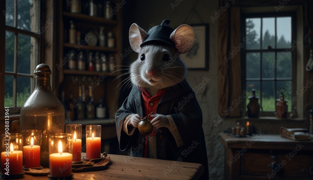 Mystical Mouse in Candlelit Workshop Mystical Mouse in Candlelit Workshop