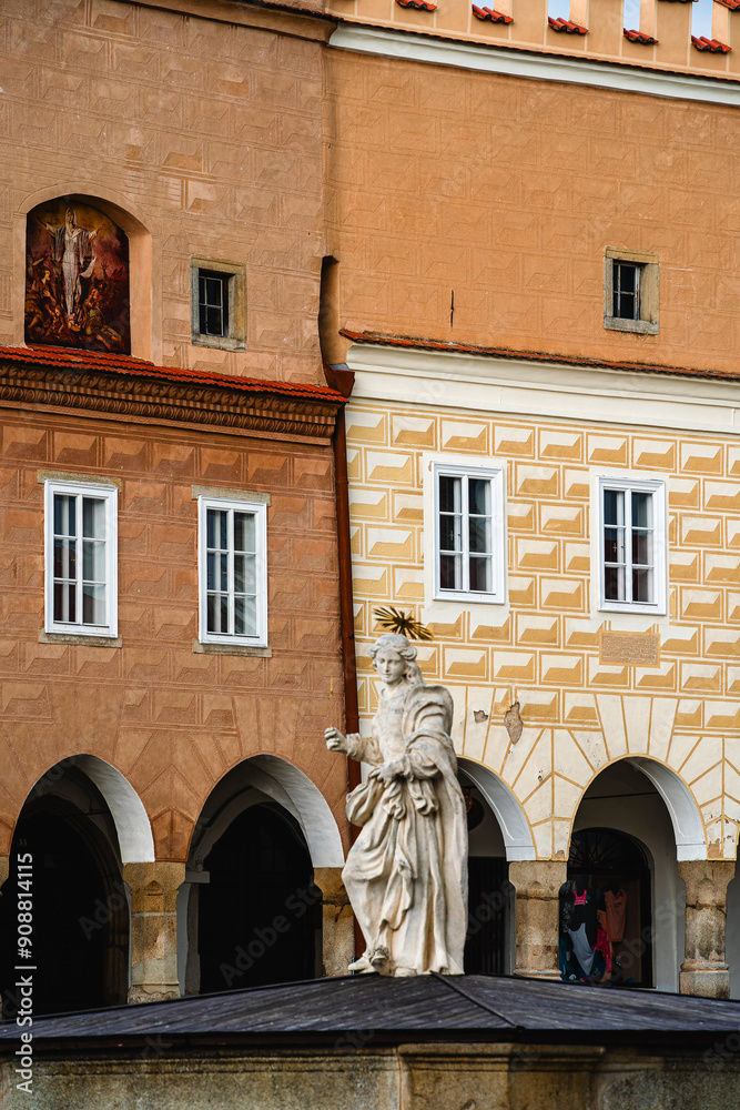 Telc, Czech Republic - April 23 2023 : Historical village in cloudy weather, HDR Image