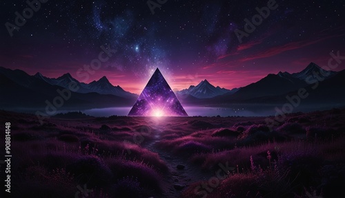 Mystical Pyramid Under Starry Sky