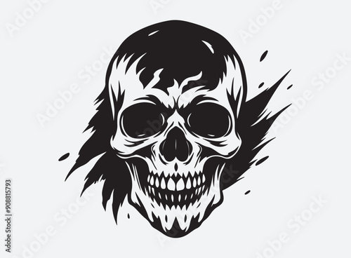 Blood skull  silhouette, skull logo, vector illustration isolated on white background.