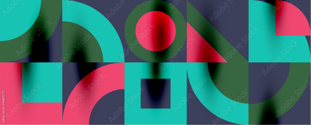 Neo memphis geometric pattern with circles, squares. Pop art abstract background for covers, banners, flyers and posters and other templates