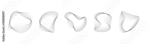 Abstract Distorted Outline Wireframe Waves Set