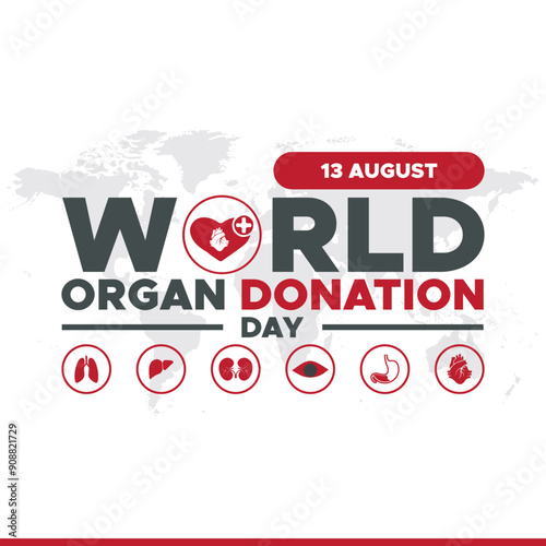 world organ donation day, 13 August organ donation day, world organ donation day stock illustration and editable template. eps file. 