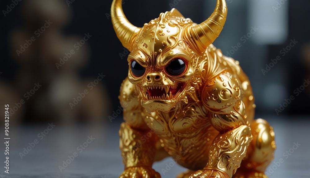 Obraz premium Golden Monster Figurine Art