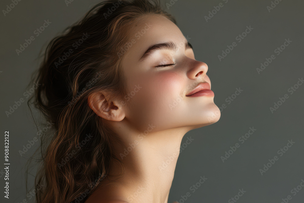 A close up of a girl's face with her eyes closed A close up of a girl's face with her eyes closed