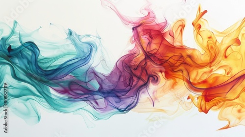 Abstract Swirling Watercolor Paint in Vibrant Colors