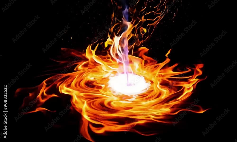 Animation of a Fire Whirlwind with a Magical Energy Effect Set Against a Black Background Animation of a Fire Whirlwind with a Magical Energy Effect Set Against a Black Background