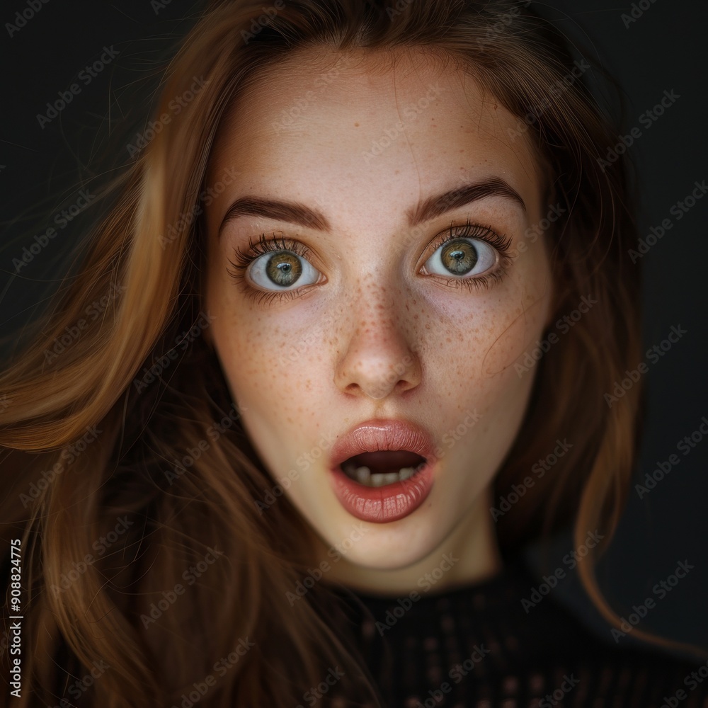 Young Woman With Surprised Expression and Wide Open Mouth Young Woman With Surprised Expression and Wide Open Mouth