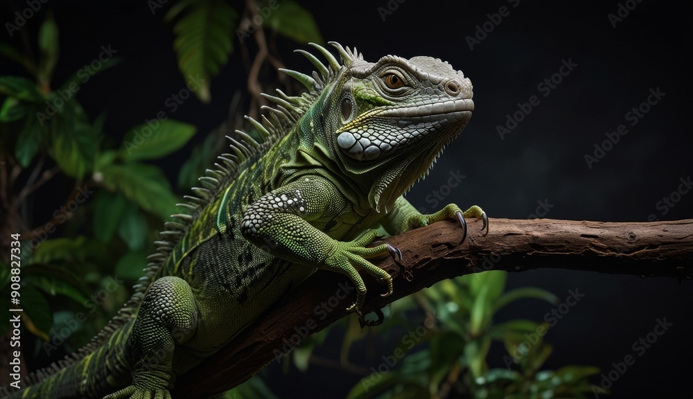 Fototapeta premium Majestic Iguana Amidst Lush Greens