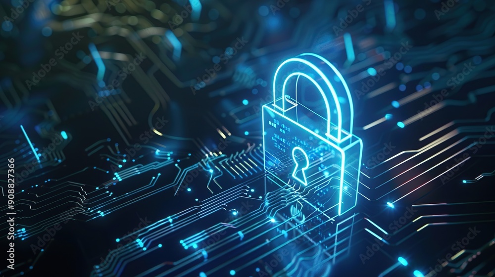 Cybersecurity: Digital Lock on Circuit Board Cybersecurity: Digital Lock on Circuit Board