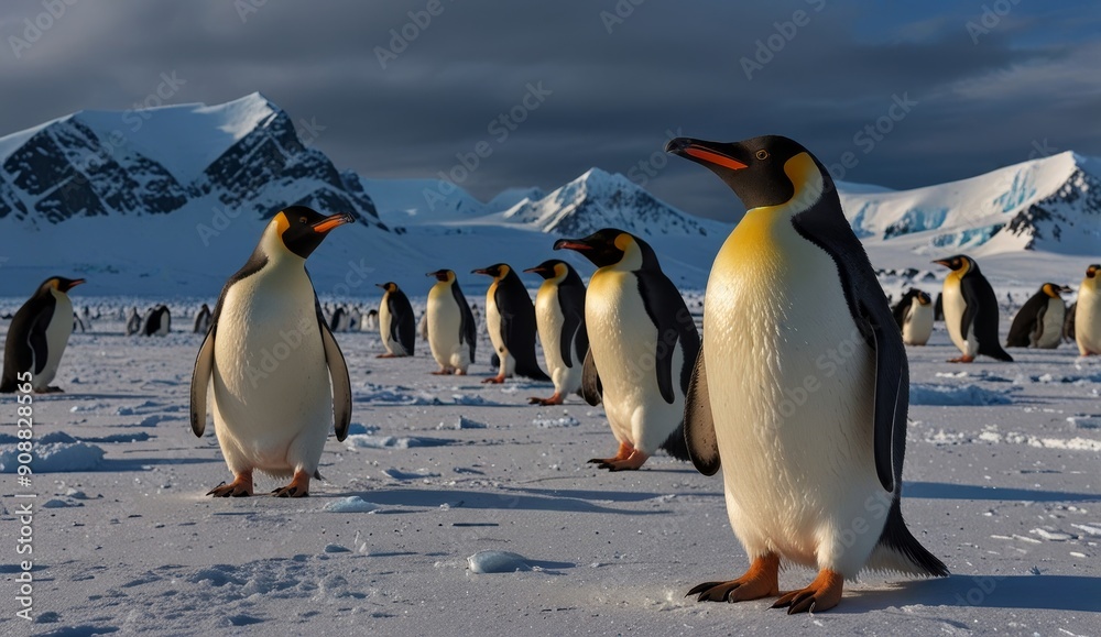 Obraz premium Emperor Penguins in Snowy Landscape
