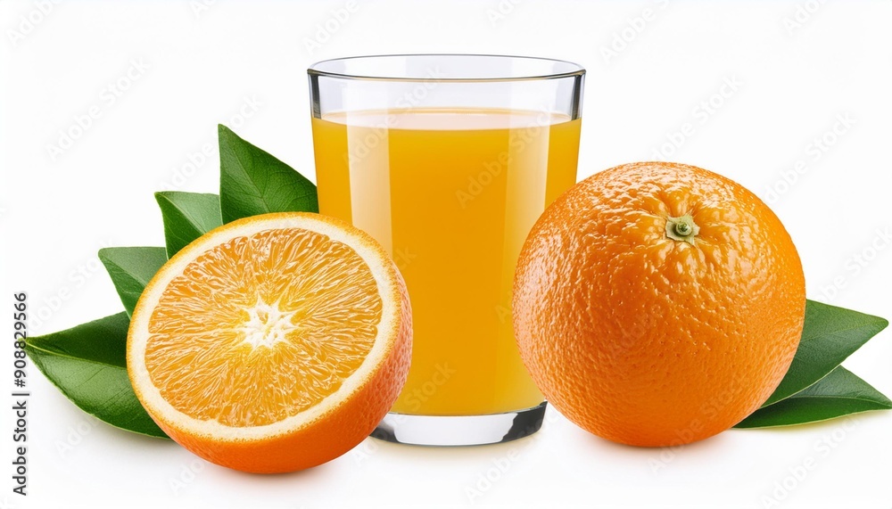 Fresh Orange Juice in Glass Isolated on White Background, Clipping Path, Full Depth of Field Fresh Orange Juice in Glass Isolated on White Background, Clipping Path, Full Depth of Field