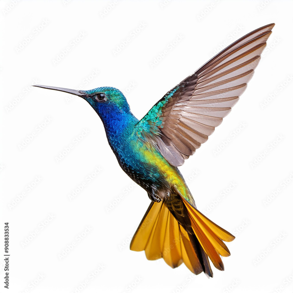 Fototapeta premium oiseau, animal, colibri, nature, faune, bec, sirop, vert, coloré, bleu, branchages, empennage, tropical, sauvage, rouge, ailes, arbre, beau, oiseau, couleur, isolé, aviaire