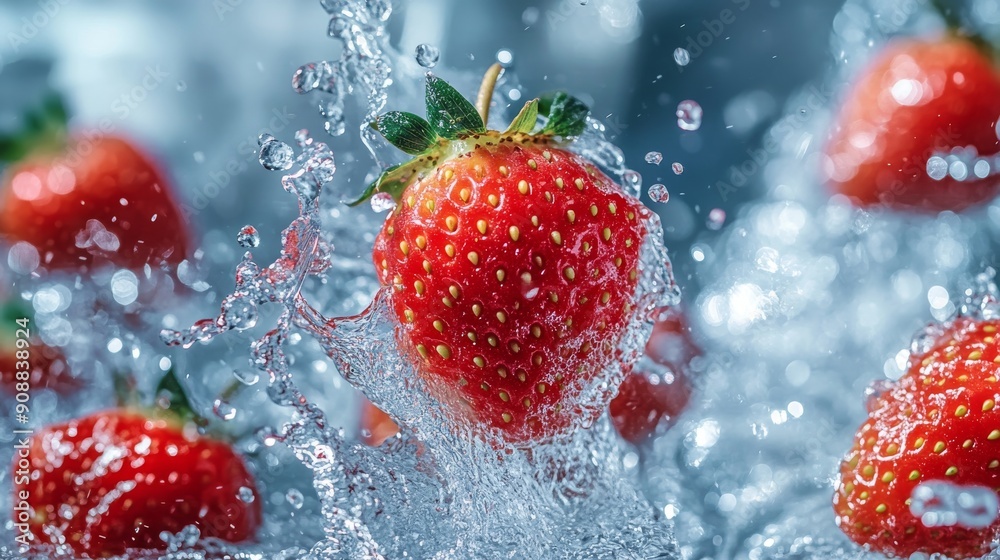 A Strawberry Splashing in Water A Strawberry Splashing in Water