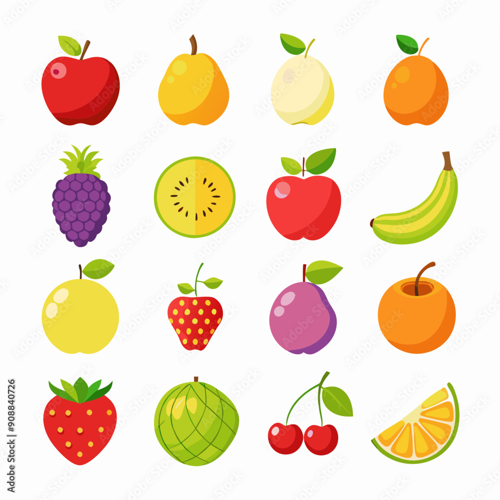 Fruit Apple Banana Orange set art vector illustration Fruit Apple Banana Orange set art vector illustration