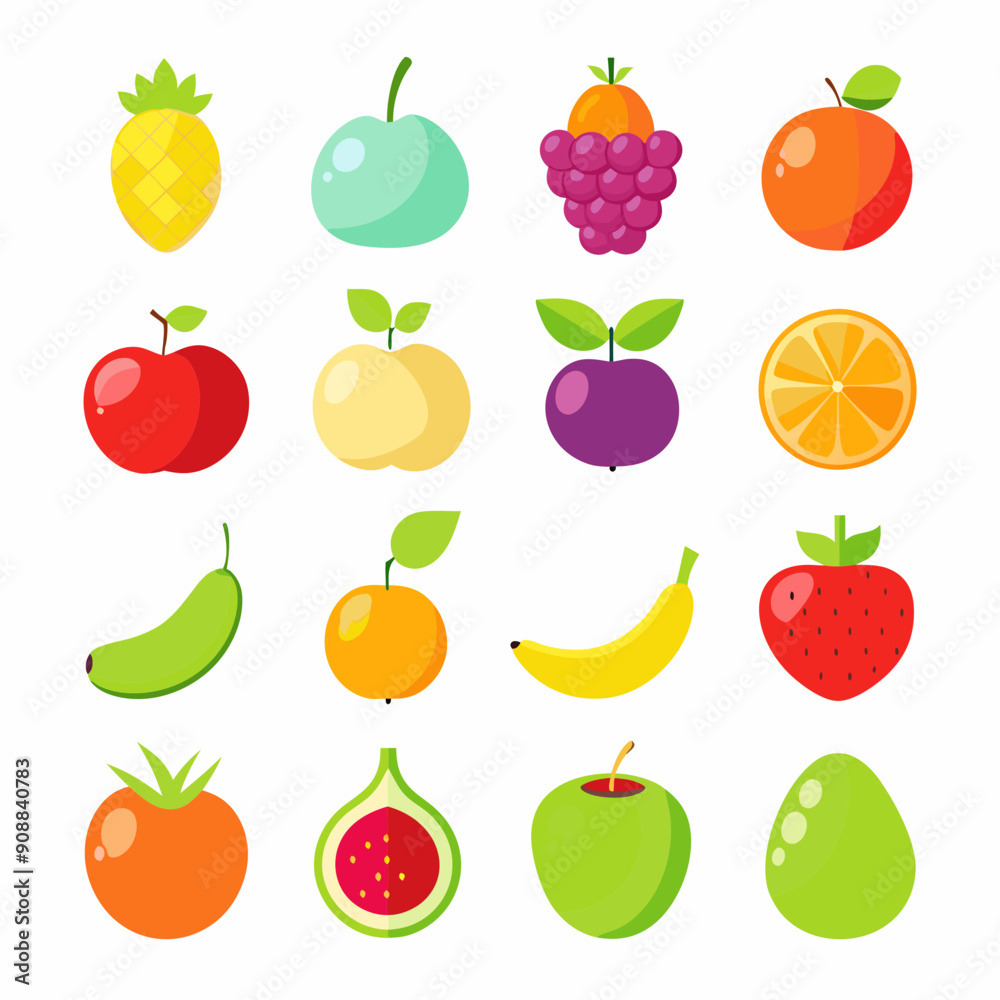 Fruit Apple Banana Orange set art vector illustration Fruit Apple Banana Orange set art vector illustration