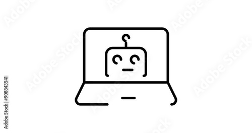Ai chatbot animated outline icon with alpha channel. Artificial intelligence 4k motion design animation for web, mobile and ui design