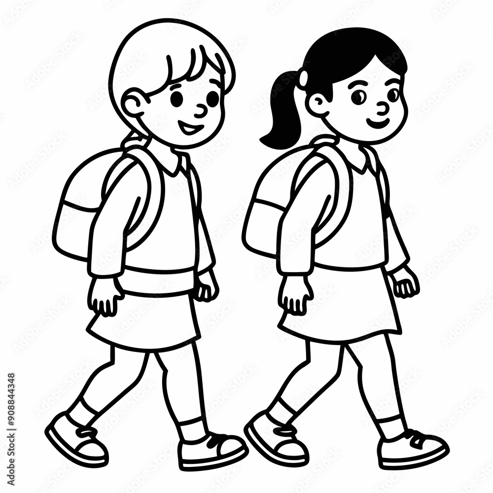 kids wearing school bag are going to school art vector illustration kids wearing school bag are going to school art vector illustration