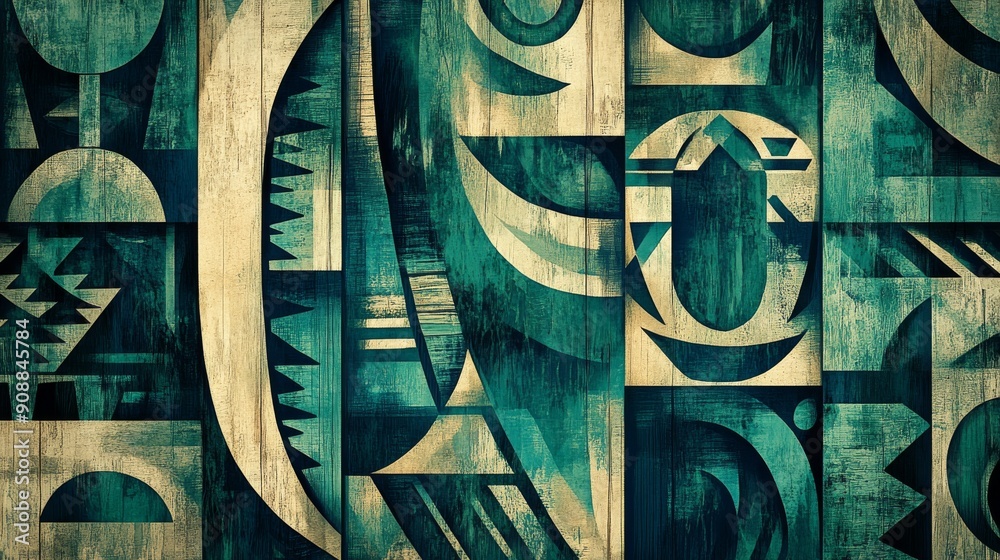 Abstract Geometric Pattern on Wooden Background Abstract Geometric Pattern on Wooden Background