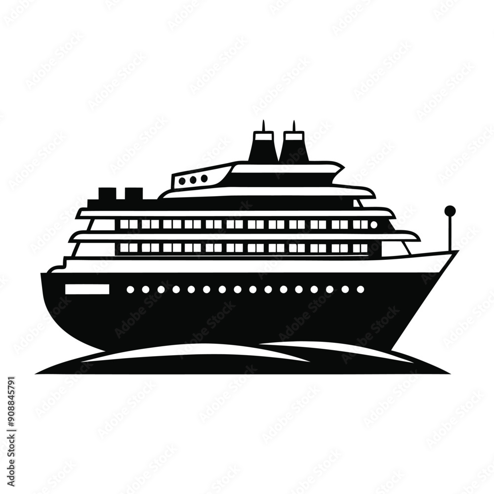 Cruise Ship Vector Silhouette Art Cruise Ship Vector Silhouette Art