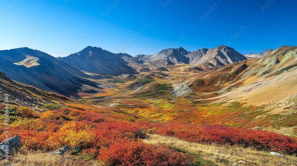 Stunning mountain vista with vibrant fall foliage. Stunning mountain vista with vibrant fall foliage.