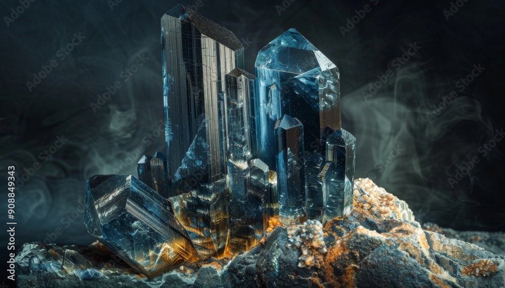 Crystalline ore Vivianite (blue iron ore, blue ochre) is a hydrated iron-containing phosphate mineral. Crystalline ore Vivianite (blue iron ore, blue ochre) is a hydrated iron-containing phosphate mineral.