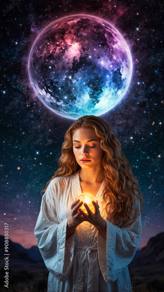 A spiritually awakened person in harmony with the universe A spiritually awakened person in harmony with the universe