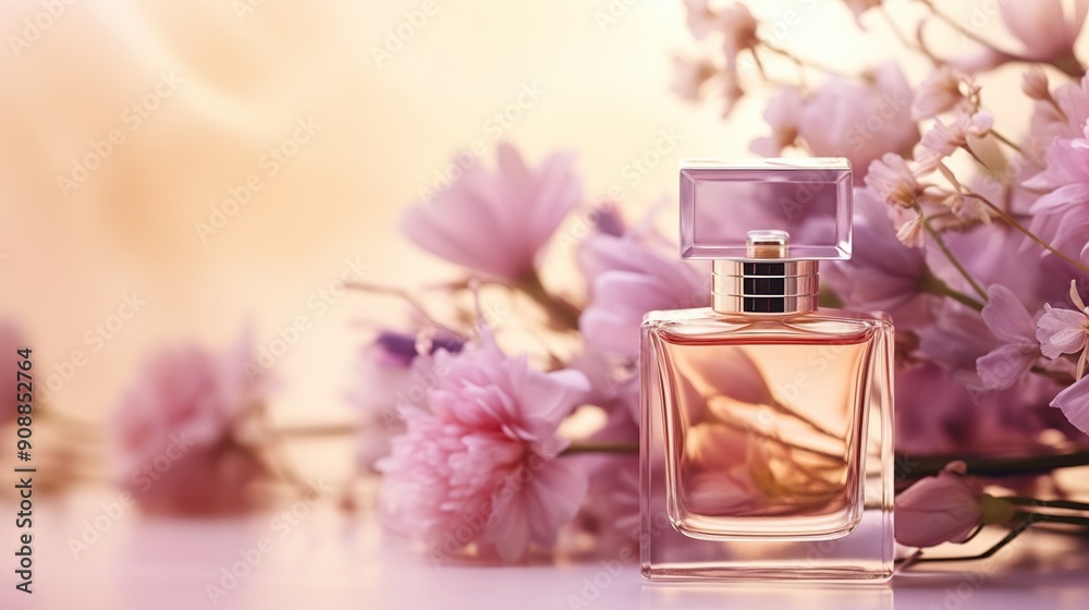 Perfume Bottle with Delicate Pink Flowers Perfume Bottle with Delicate Pink Flowers