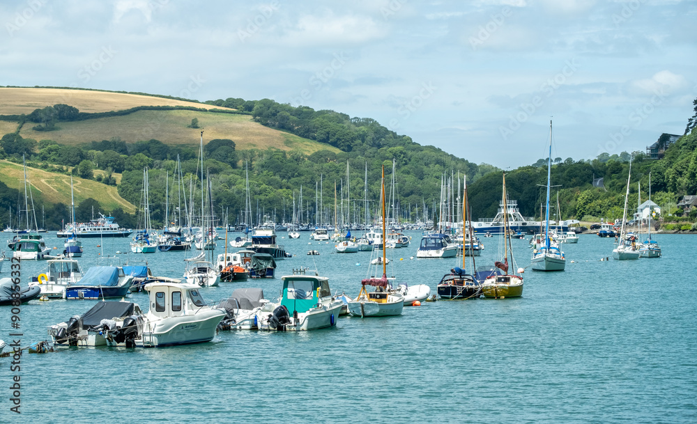 Boats moored in the River Dart Boats moored in the River Dart