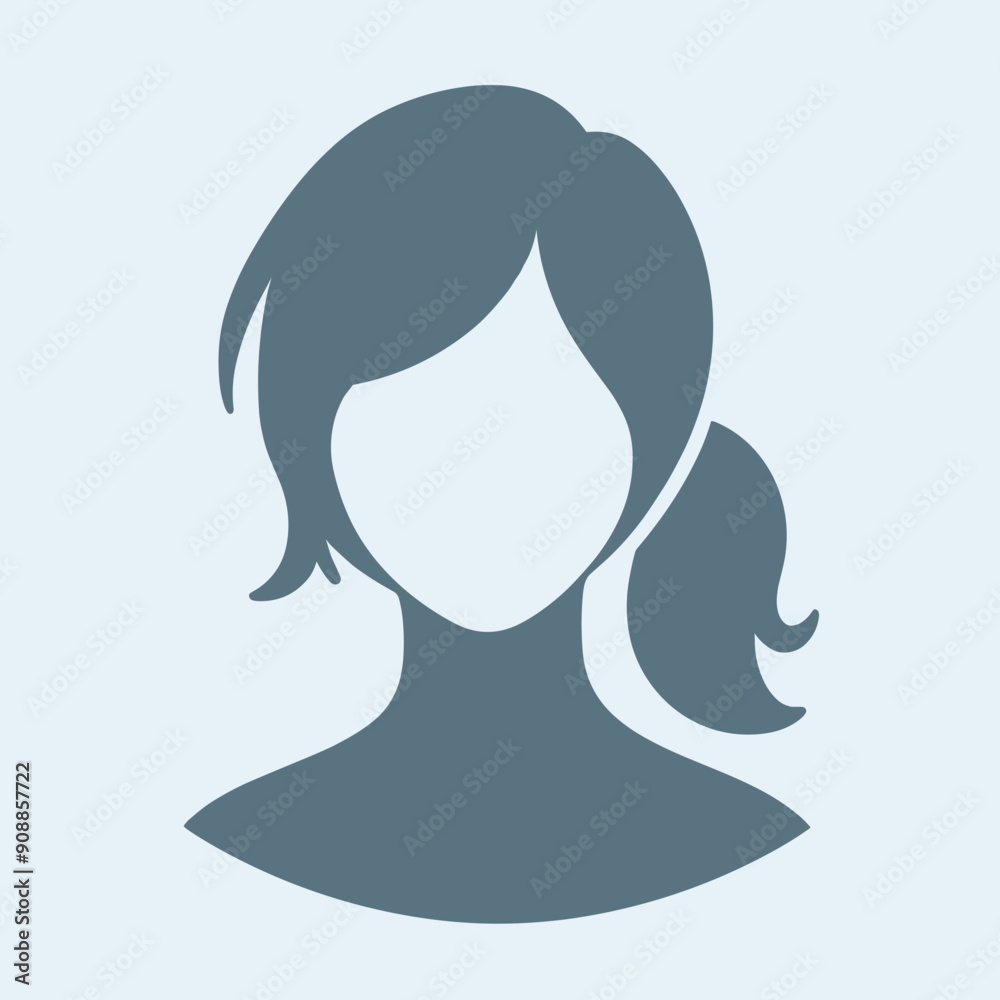 Abstract female silhouette profile icon in gray tones for avatar or profile placeholder Abstract female silhouette profile icon in gray tones for avatar or profile placeholder