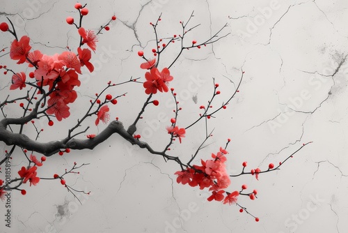 red cherry blossom