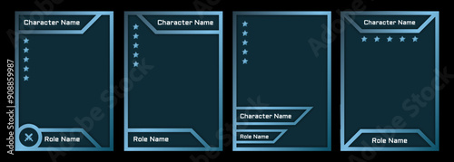 card game template modern style and blue theme for game, play card 