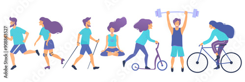 Healthy lifestyle concept. Different physical activities.