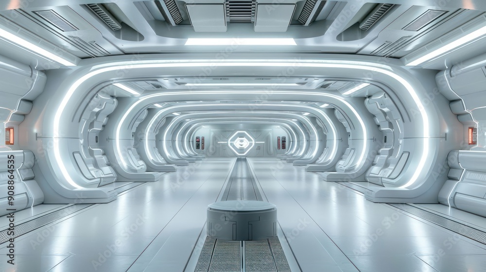 Obraz premium A large, empty space with white walls and a white ceiling