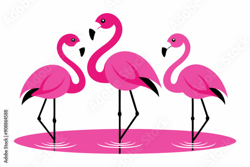 Vintage Sun with 2 Loving Flamingo Birds Logo - Vector Clipart & Graphics for T-Shirt Design