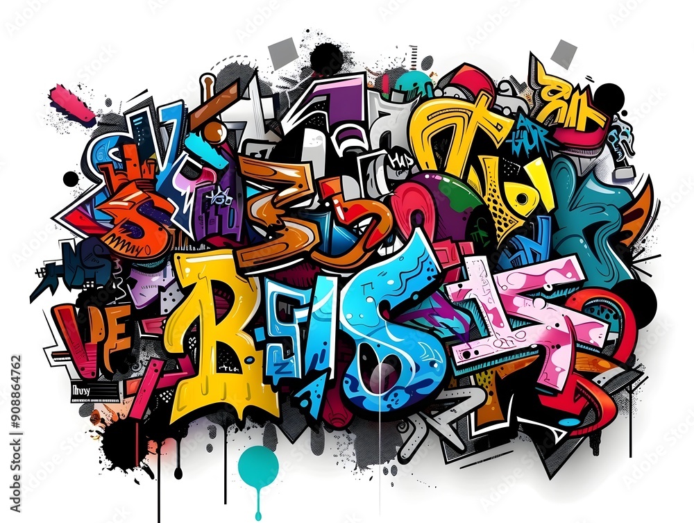 Naklejka premium Stylish Graffiti Inspired Sticker Design for Streetwear and Apparel