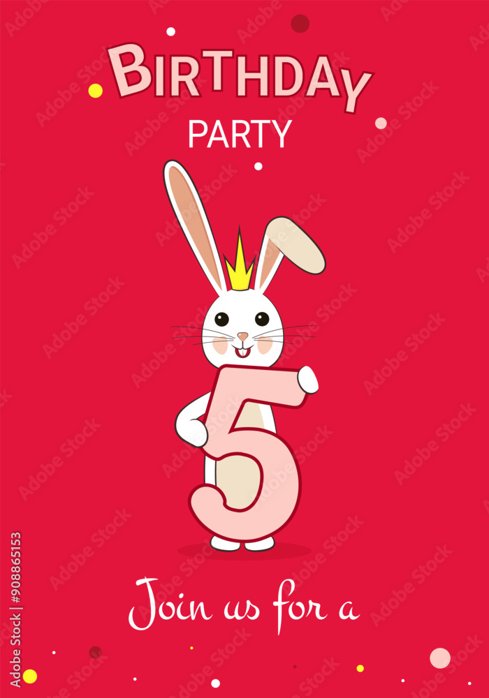 5 years. Birthday party. Invitation to the party. Children's birthday party. 5 years. Birthday party. Invitation to the party. Children's birthday party.