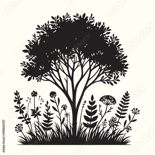 Bush Silhouette Vector Illustration