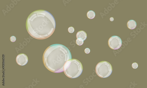 Soap suds balls with rainbow colors.
