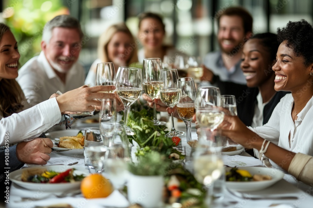 Friends Toasting at a Dinner Party Friends Toasting at a Dinner Party