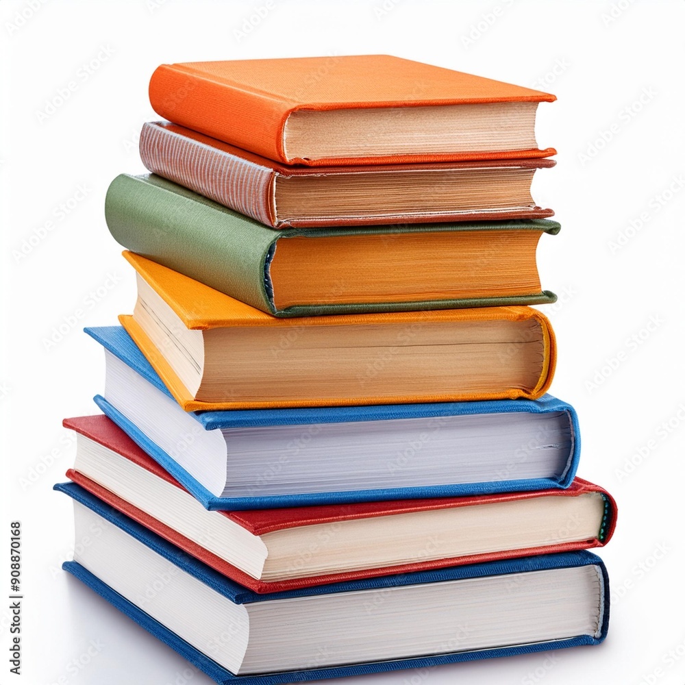 Stack of Books Isolated on White Background, Clipping Path, Full Depth of Field