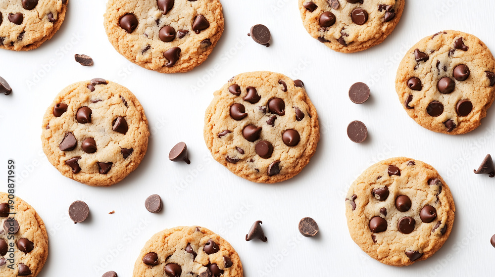 Cookies with chocolate chips on a white background Cookies with chocolate chips on a white background