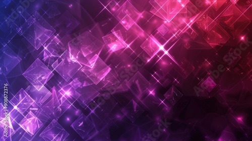 A vibrant background features a glowing diamond pattern in shades of purple and magenta, filled with sparkling light effects that enhance its visual appeal