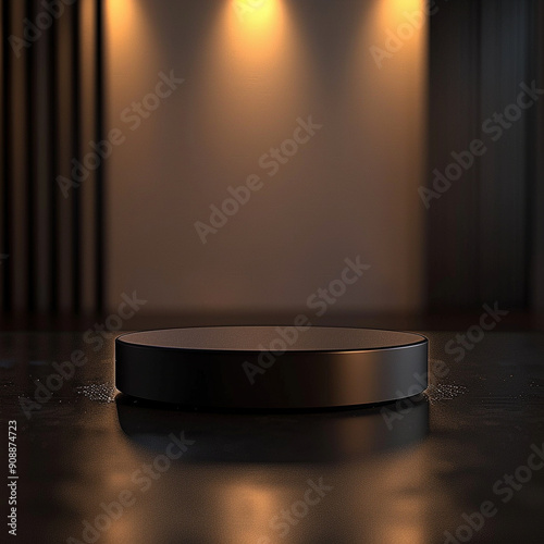 interior of a modern house with close up product display podium