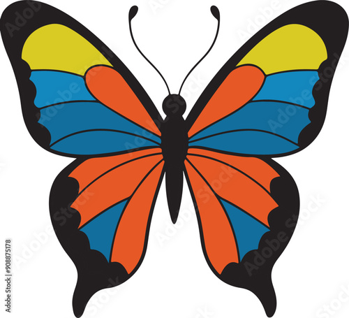 Butterfly icon - Colorful Butterfly logo isolated, Beautiful Butterfly illustration design